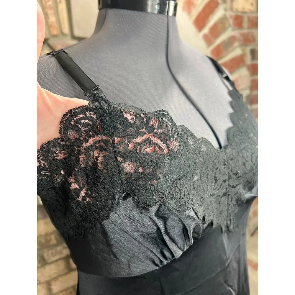 negligee slip Vintage black nightgown - Picture 4 of 8